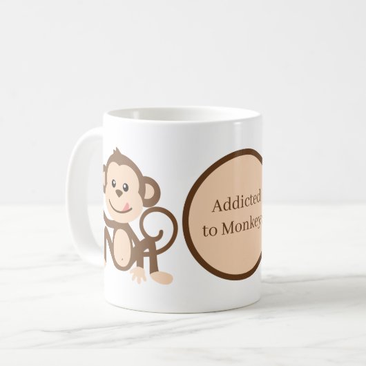 Mug mignon singe accro ajouter du texte (Devant gauche)