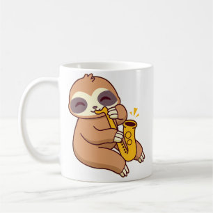 Mug Mignon Sloth Kawaii Jouant du Saxophone - Musique