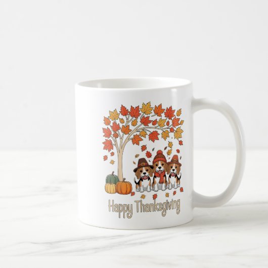 Mug Mignon Trois Chiens Beagles Citrouilles Automne Ar (Droite)