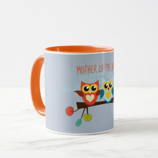 Mug Mignonette OWLS Mariage à thème Bleu orange (Devant gauche)