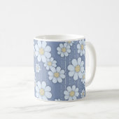 Mug Mignonettes blanches sur marguerite bleue (Devant droit)