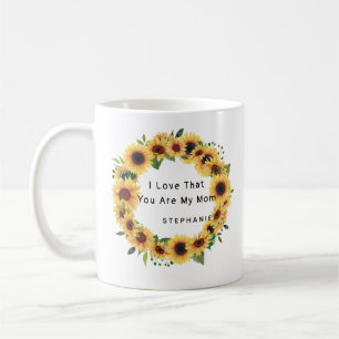 Mug Mignonne Amour que tu es ma mère Sunflower Wreath