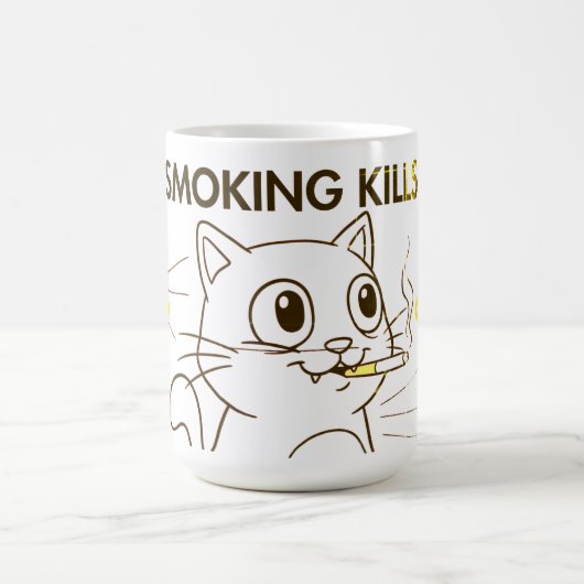 Mug Mignonne Chat - Fumer tue Drôle Conception Anti-Fu (Centre)