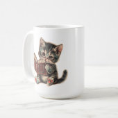 Mug Mignonne chat lecture livre enfants rétro illustra (Devant gauche)