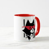 Mug Mignonne chat tenant une arme (Devant droit)