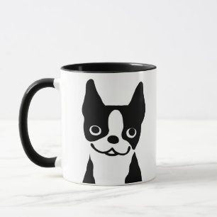 Mug Mignonne Chien caricature de Boston Terrier noir e
