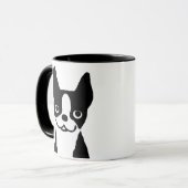 Mug Mignonne Chien caricature de Boston Terrier noir e (Devant gauche)