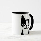 Mug Mignonne Chien caricature de Boston Terrier noir e (Devant droit)