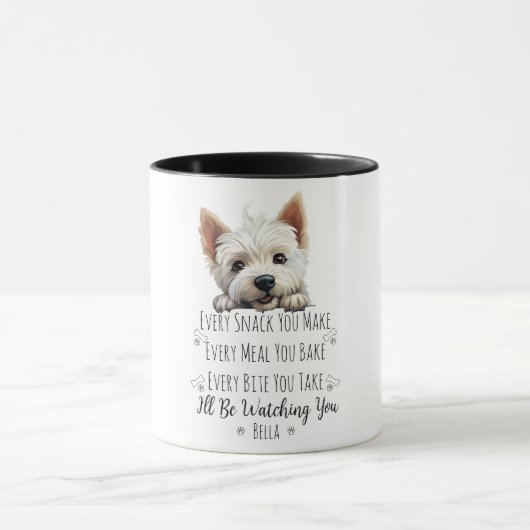 Mug Mignonne Chien Westie Drôle Personnalisé (Centre)