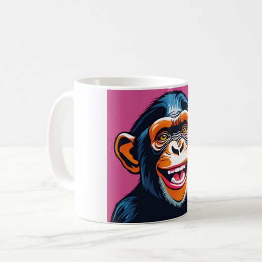 Mug Mignonne Chimpanzée rit (Devant gauche)