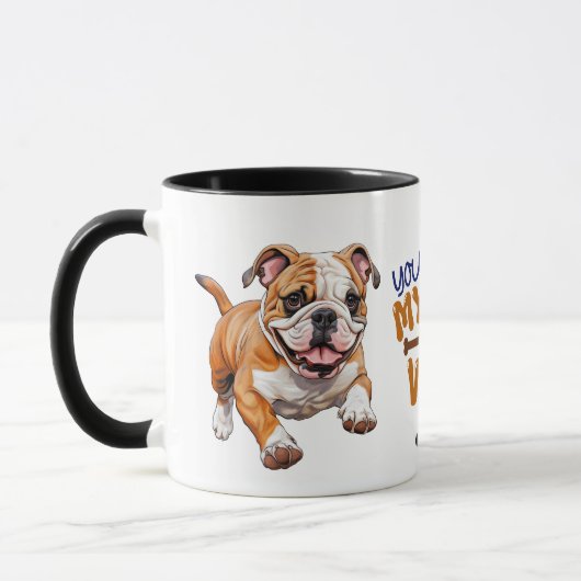 Mug Mignonne chiot Bulldog, tu fais mon sac à queue (Gauche)