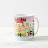 Mug Mignonne Christmas Town & Snowman sur Rose Gold (Devant droit)
