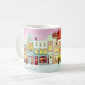 Mug Mignonne Christmas Town & Snowman sur Rose Gold (Devant gauche)