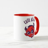 Mug Mignonne comme diable en enfer avec un texte foncé (Devant droit)
