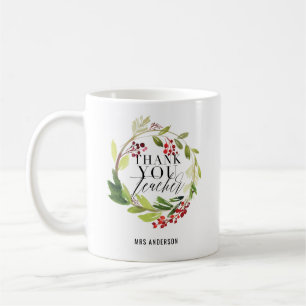 Mug mignonne couronnes florales professeur élégant