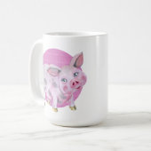 Mug mignonne dame de porc fou ajouter du texte (Devant gauche)