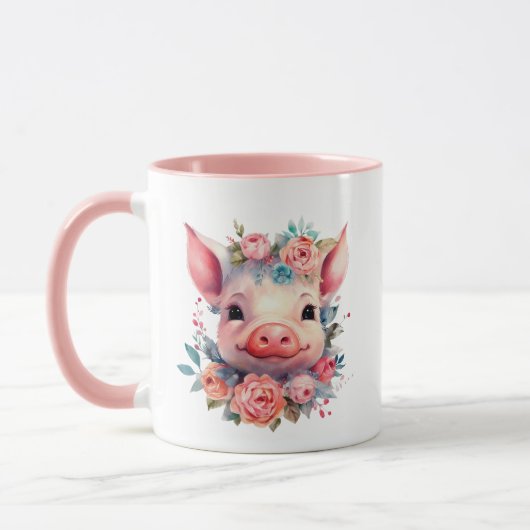 Mug mignonne dame de porc fou ajouter du texte (Gauche)