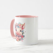 Mug mignonne dame de porc fou ajouter du texte (Devant gauche)