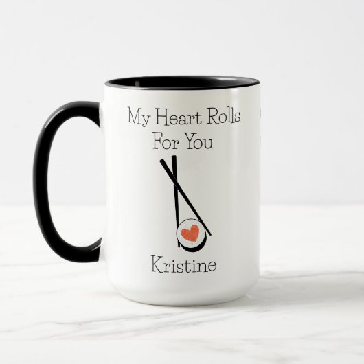 Mug Mignonne Drôle Mon Coeur Rolls Pour Vous Personnal (Gauche)