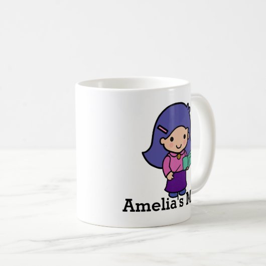 Mug Mignonne Enseignante fille avec livre d'orthograph (Devant droit)