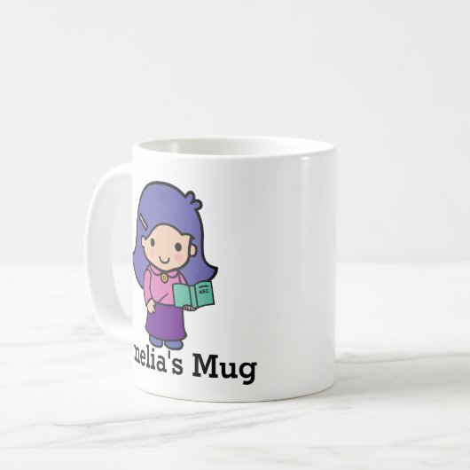 Mug Mignonne Enseignante fille avec livre d'orthograph (Devant gauche)