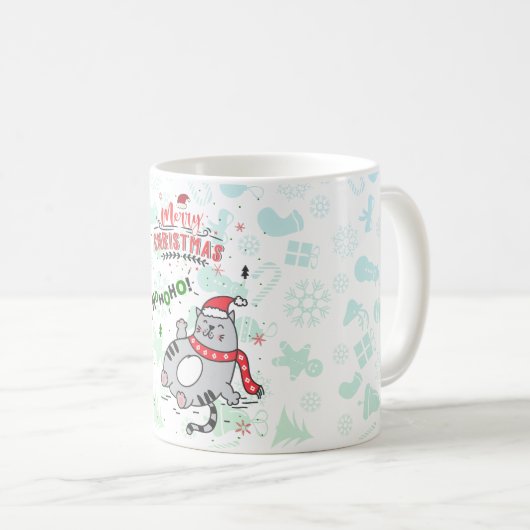 Mug Mignonne et drôle Chat Noël joyeuses Salutations (Devant droit)
