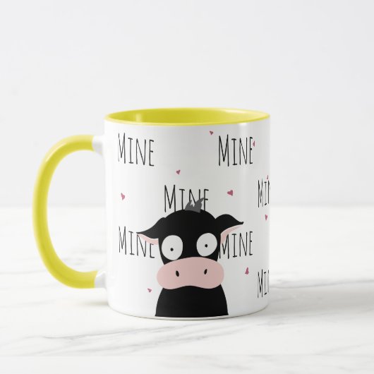 Mug Mignonne fou à propos de Mooo "Mine" Drôle Pun d'a (Gauche)