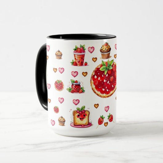 Mug 💗 mignonne fraise 🍓 🥨 (Devant gauche)