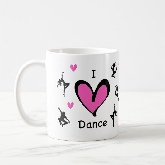 Mug Mignonne I Love Dance Motif (Gauche)