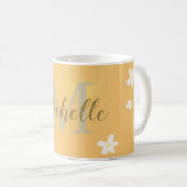 Mug Mignonne Jaune Aesthétique Marguerites Fille Monog (Devant droit)