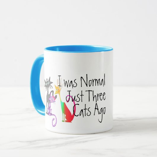 Mug Mignonne 'J'Étais Normal Il Y A Trois Chats' - Cad (Devant gauche)