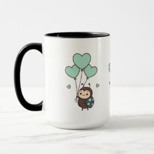Mug Mignonne Ladybug Kawaii Cœur Ballon Art