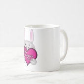 Mug Mignonne lapin avec Valentines Rose Coeur de la jo (Devant droit)