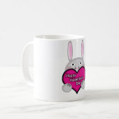 Mug Mignonne lapin avec Valentines Rose Coeur de la jo (Devant gauche)