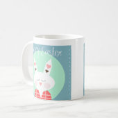 Mug Mignonne lapin de Pâques blanc aux coeurs roses (Devant gauche)