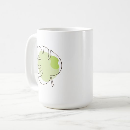 Mug Mignonne ligne art tropical isolé feuillage vert (Devant gauche)