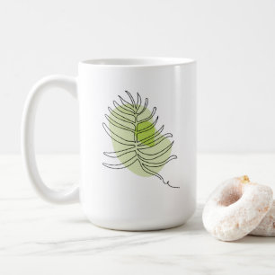 Mug Mignonne ligne art tropical isolé feuillage vert