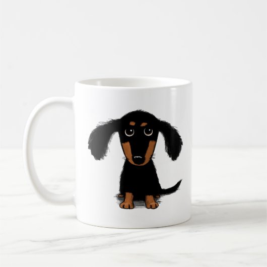 Mug Mignonne long Haired Chien chiot (Gauche)