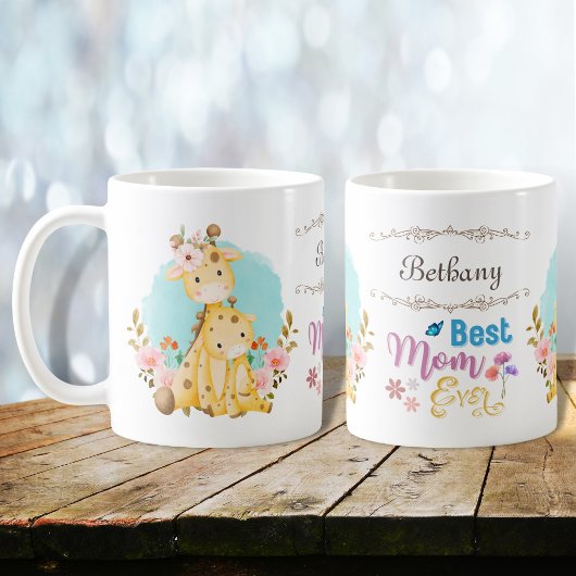 Mug Mignonne Maman Baby Giraffes Meilleure Maman Jamai