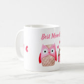 Mug Mignonne Maman Chouette Personnalisée Rose (Devant gauche)