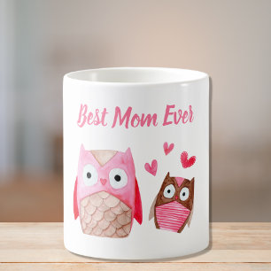 Mug Mignonne Maman Chouette Personnalisée Rose
