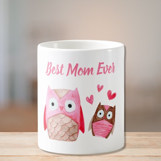 Mug Mignonne Maman Chouette Personnalisée Rose