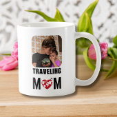 Mug Mignonne maman voyageuse, Carte du monde et avion,
