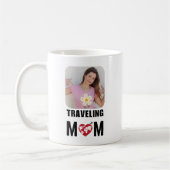 Mug Mignonne maman voyageuse, Carte du monde et avion, (Gauche)
