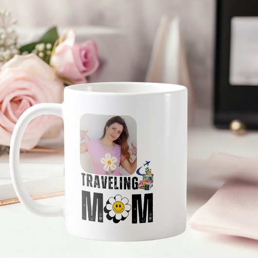 Mug Mignonne maman voyageuse, Valise d'avion, Photo pe