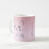 Mug Mignonne Monogramme Fou Chat Lady Blush Pink (Devant gauche)