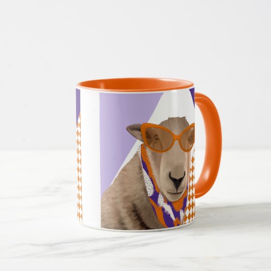 Mug Mignonne Mouton Avec Lunettes (Devant droit)