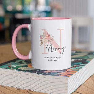 Mug Mignonne nounou initiale florale