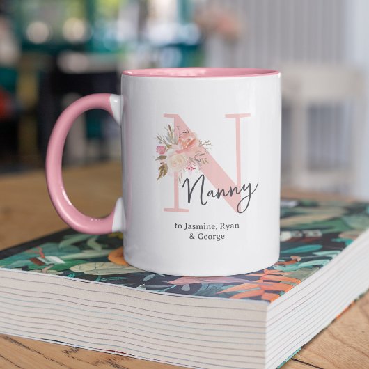 Mug Mignonne nounou initiale florale