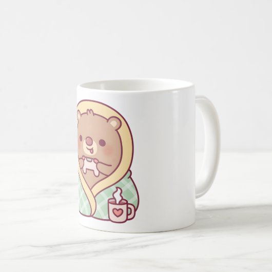 Mug Mignonne Ours Enveloppé Dans Une Couverture Confor (Devant droit)